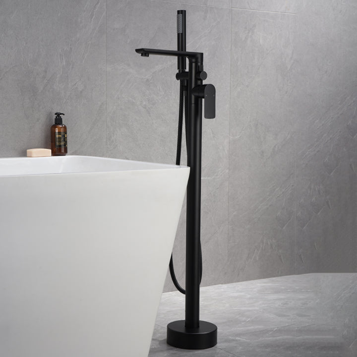 Floor Mounted Bronzel Freestanding Tub Filler Single Handle Freestanding Faucet with Hose