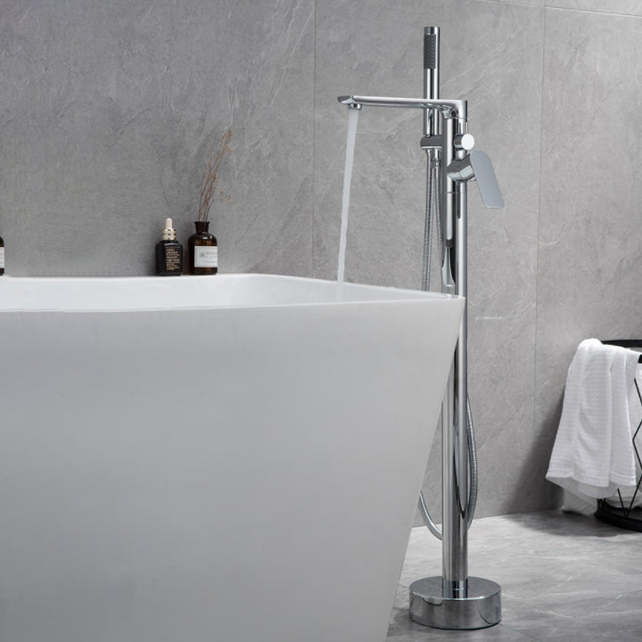 Floor Mounted Bronzel Freestanding Tub Filler Single Handle Freestanding Faucet with Hose