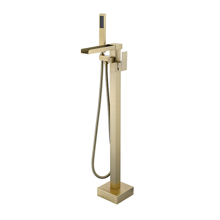 Floor Mounted Bronzel Freestanding Tub Filler Single Handle Freestanding Faucet with Hose