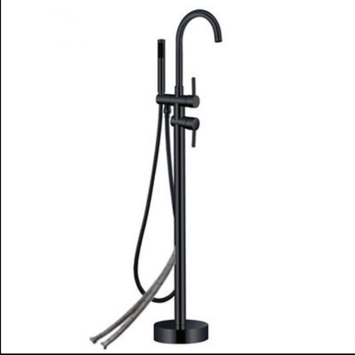Contemporary Floor Mounted Metal Double Handle High Arc Floor Mount