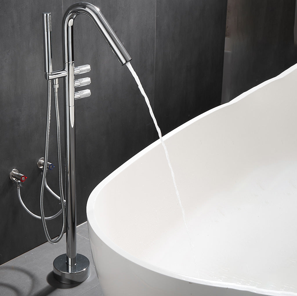 Floor Mounted Bronze Freestanding Tub Filler Freestanding High Arc Tub Filler Trim