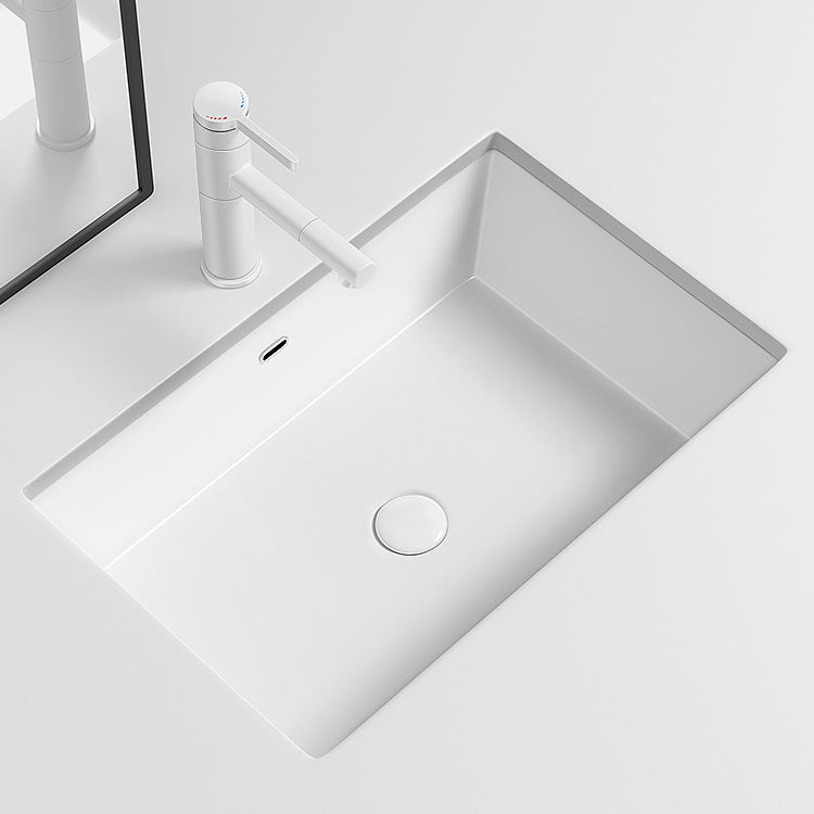 Modern Undermount Vanity Sink Porcelain with Faucet and Overflow Basin Sink