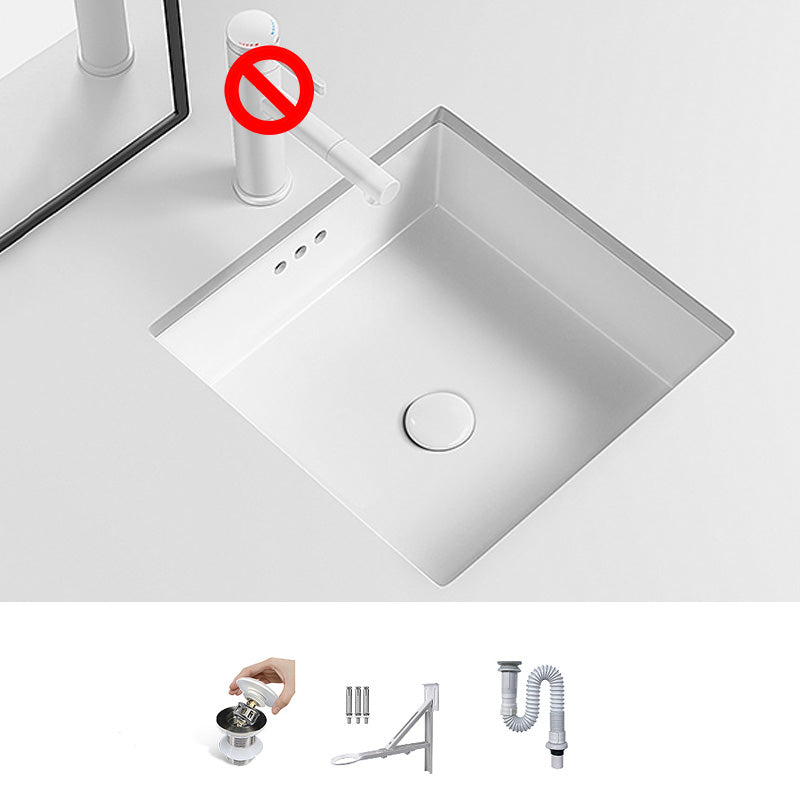 Modern Undermount Vanity Sink Porcelain with Faucet and Overflow Basin Sink