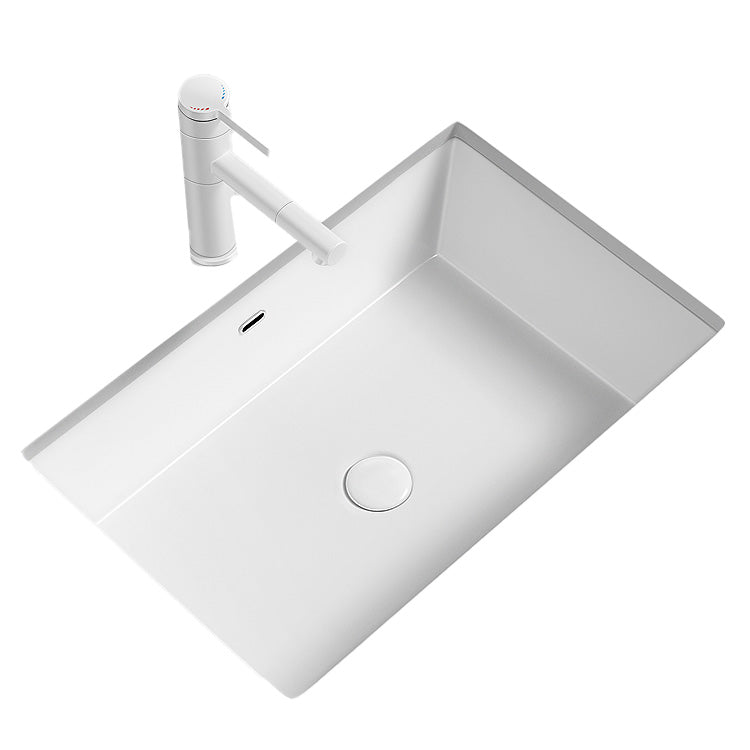 Modern Undermount Vanity Sink Porcelain with Faucet and Overflow Basin Sink
