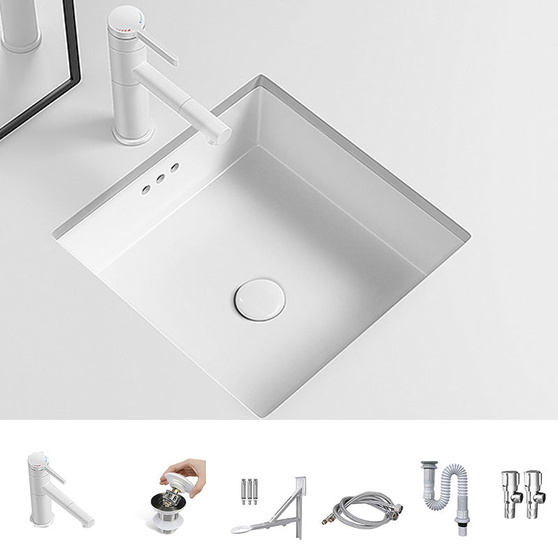 Modern Undermount Vanity Sink Porcelain with Faucet and Overflow Basin Sink