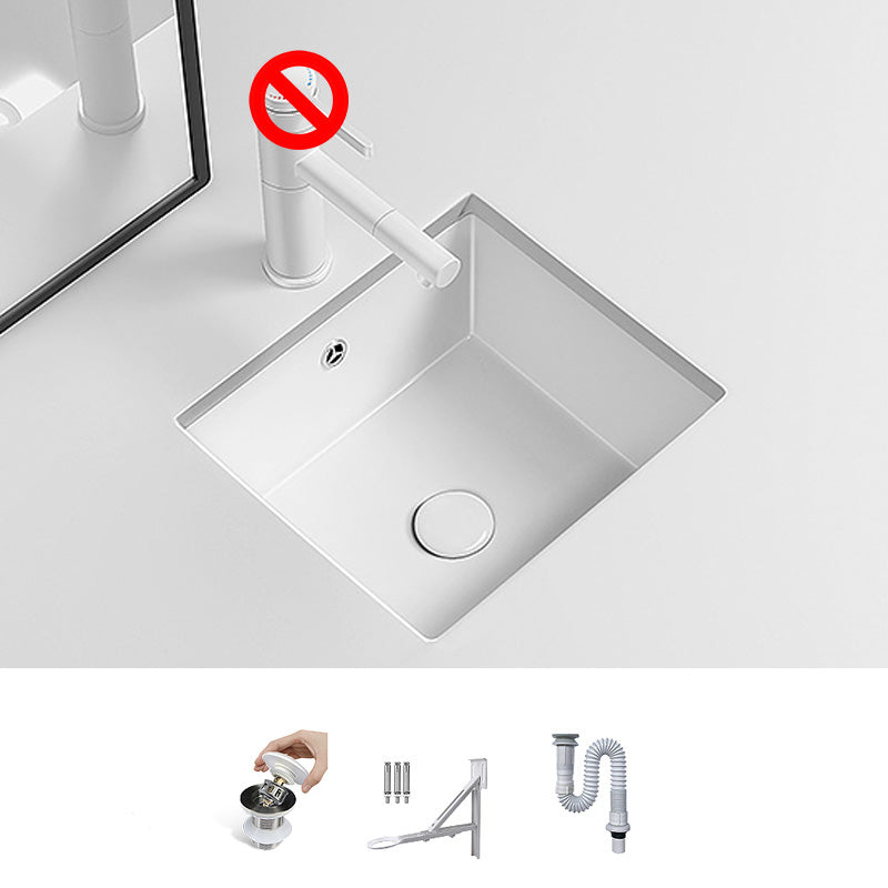Modern Undermount Vanity Sink Porcelain with Faucet and Overflow Basin Sink