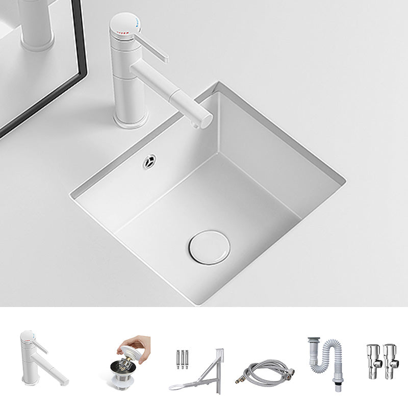 Modern Undermount Vanity Sink Porcelain with Faucet and Overflow Basin Sink