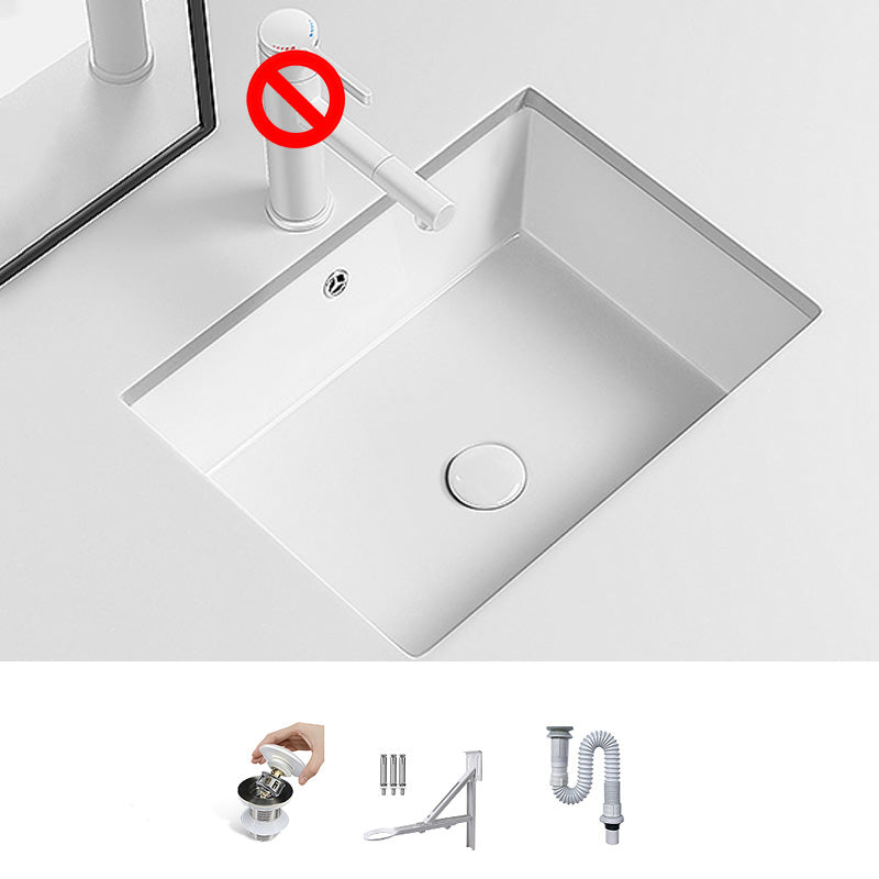 Modern Undermount Vanity Sink Porcelain with Faucet and Overflow Basin Sink