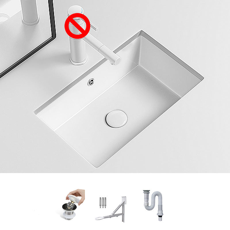 Modern Undermount Vanity Sink Porcelain with Faucet and Overflow Basin Sink