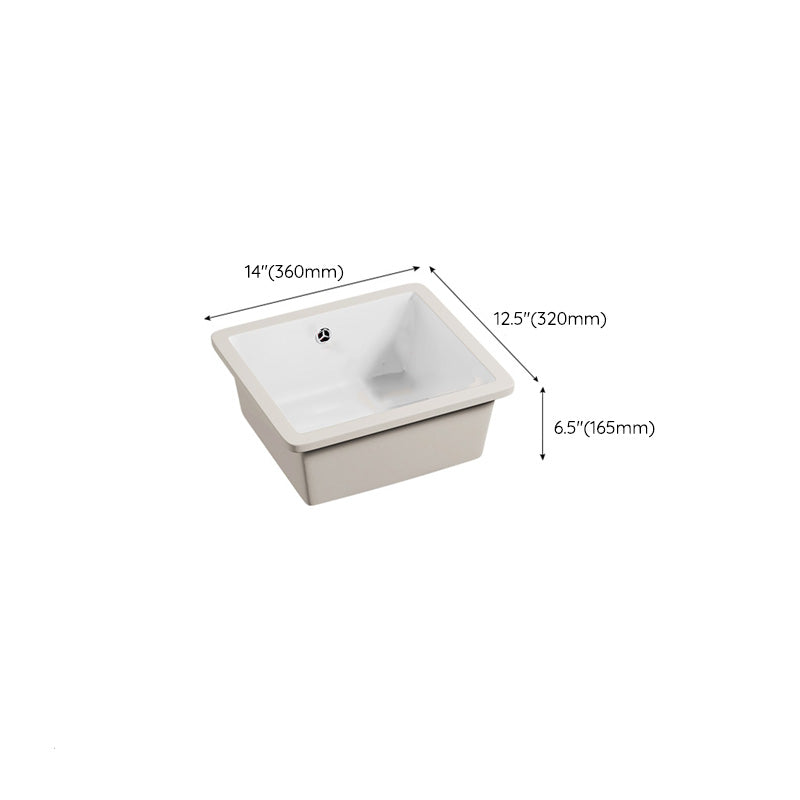 Modern Undermount Vanity Sink Porcelain with Faucet and Overflow Basin Sink