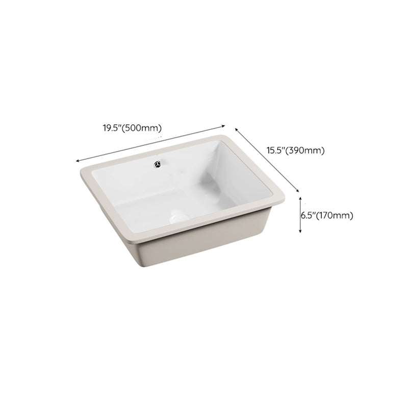 Modern Undermount Vanity Sink Porcelain with Faucet and Overflow Basin Sink