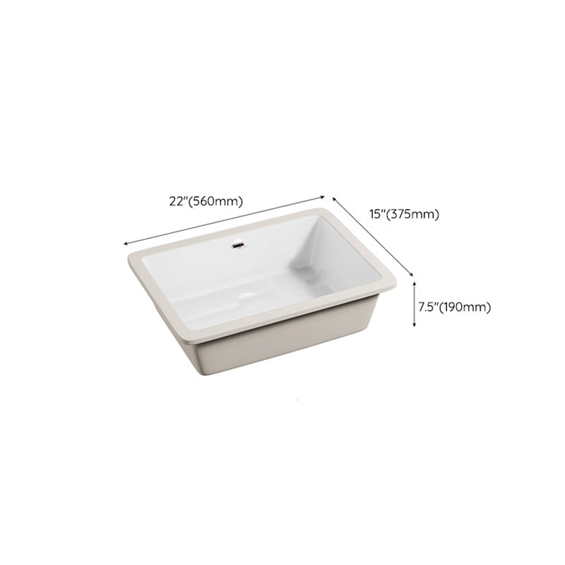 Modern Undermount Vanity Sink Porcelain with Faucet and Overflow Basin Sink