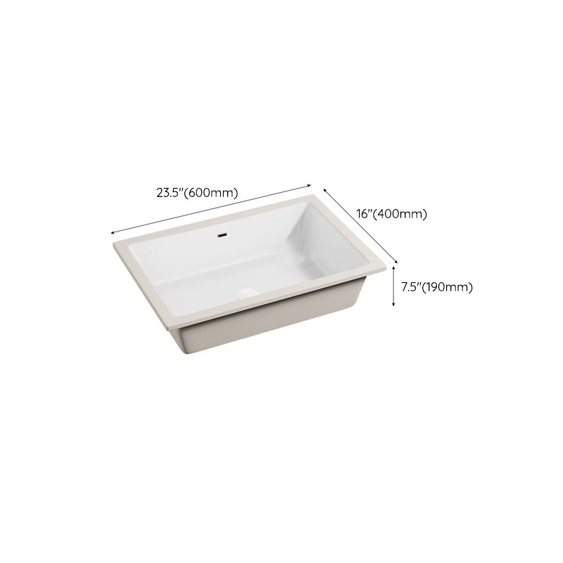 Modern Undermount Vanity Sink Porcelain with Faucet and Overflow Basin Sink