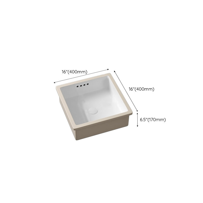 Modern Undermount Vanity Sink Porcelain with Faucet and Overflow Basin Sink