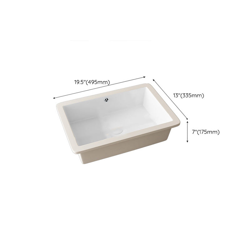 Modern Undermount Vanity Sink Porcelain with Faucet and Overflow Basin Sink