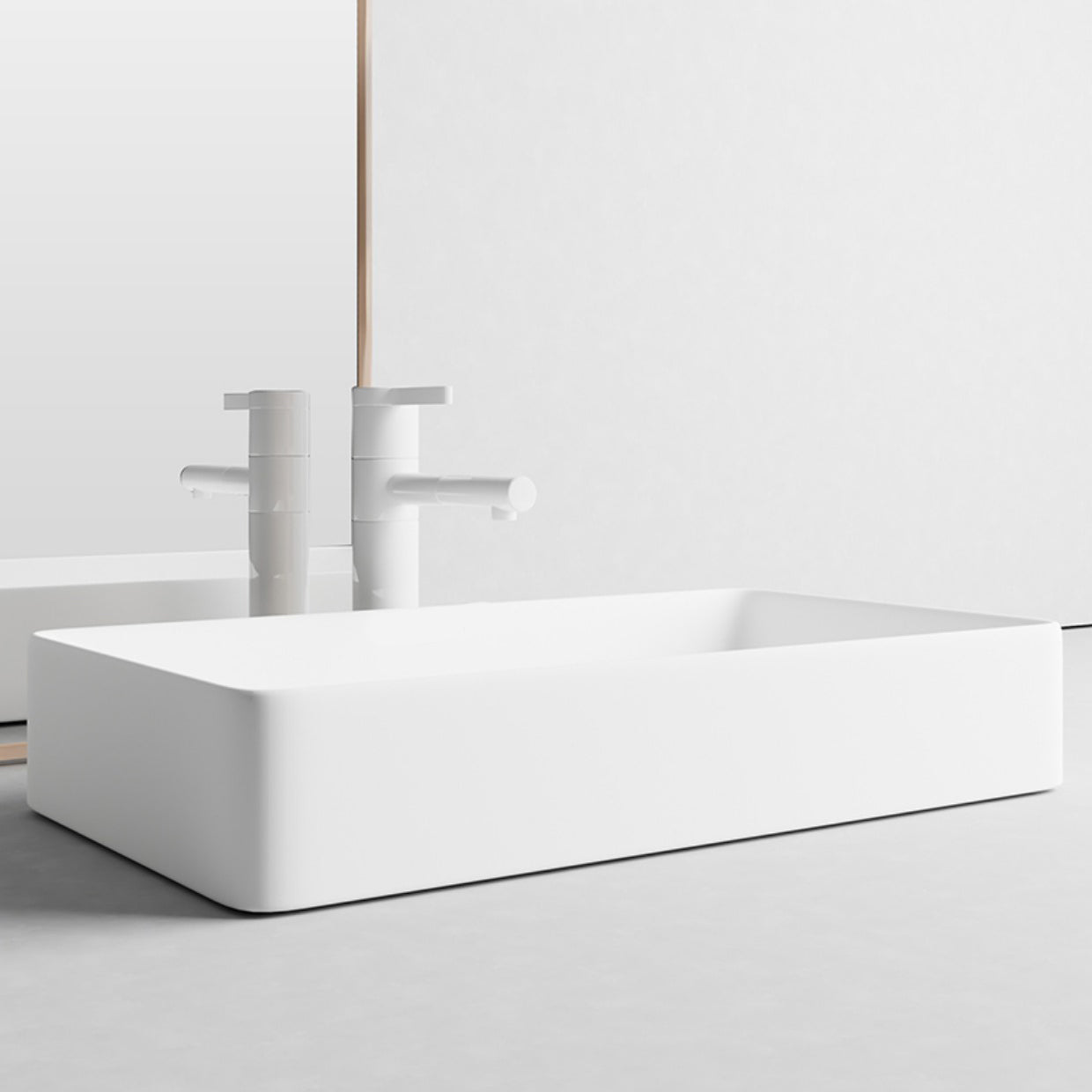 White Bathroom Sink Rectangular Porcelain Faucet Bathroom Sink with Overflow