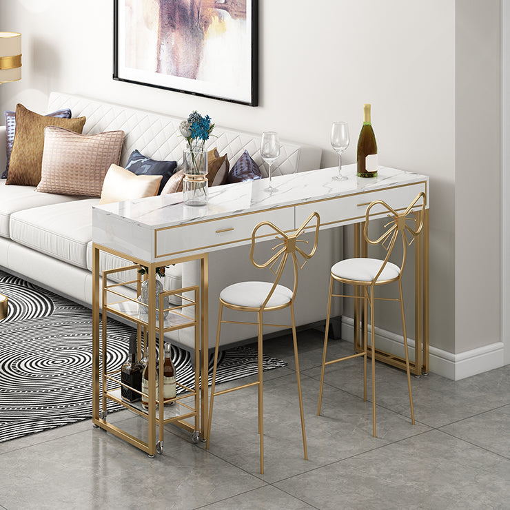 Glam Style Pub Table Set 1/3 Pieces Rectangle Stone Counter Set for Dining Room