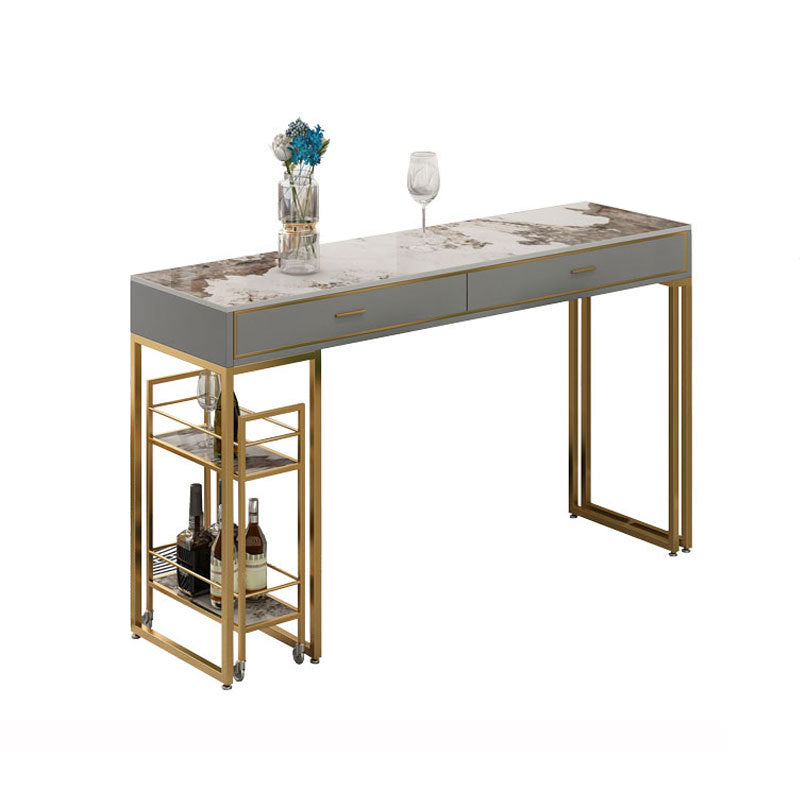 Glam Style Pub Table Set 1/3 Pieces Rectangle Stone Counter Set for Dining Room