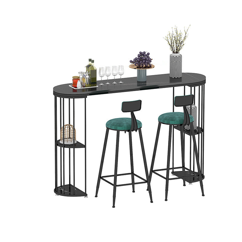 Glam Style Pub Table Set 1/3 Pieces Stone Counter Height Set for Dining Room