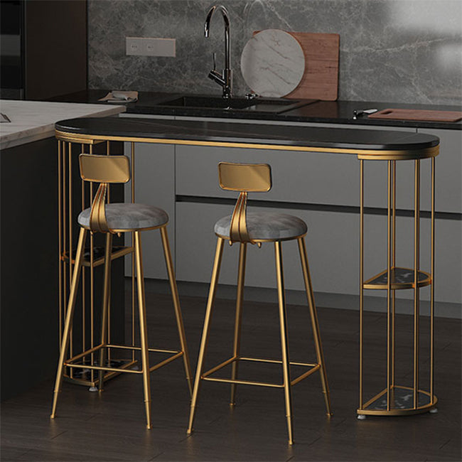 Glam Style Pub Table Set 1/3 Pieces Stone Counter Height Set for Dining Room