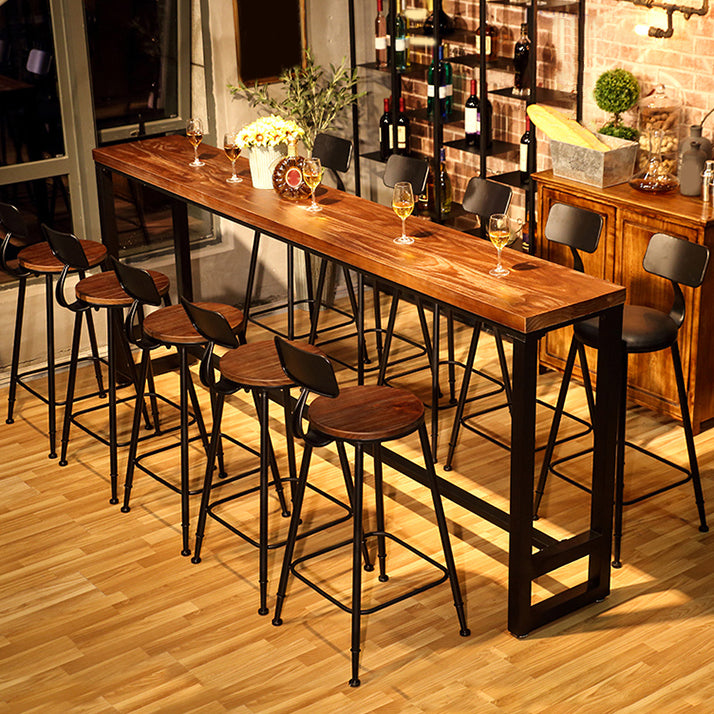 Industrial Bar Table Set 1/4/6/11 Pieces Solid Wood Pub Table Set for Indoor
