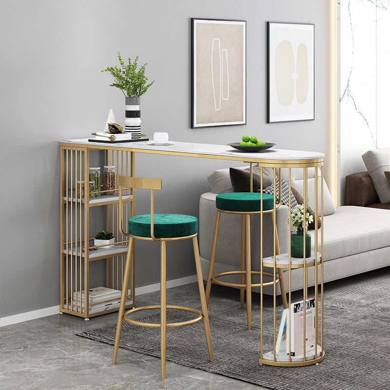 Modern Bar Table Set 1/3/4 Pieces Stone Counter Table with Upholstered Stools