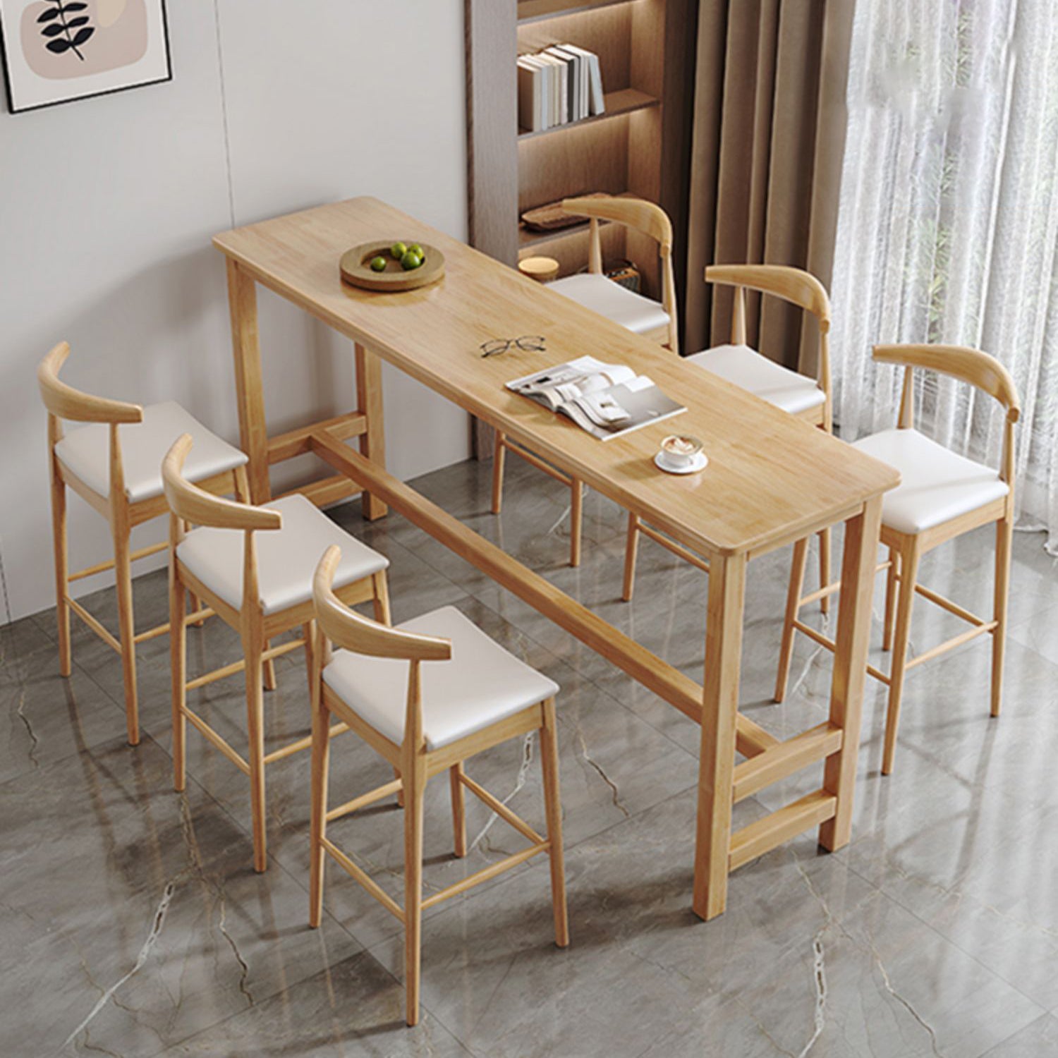 1/4/7 Pieces Pub Dining Set Contemporary Solid Wood Pub Table Set