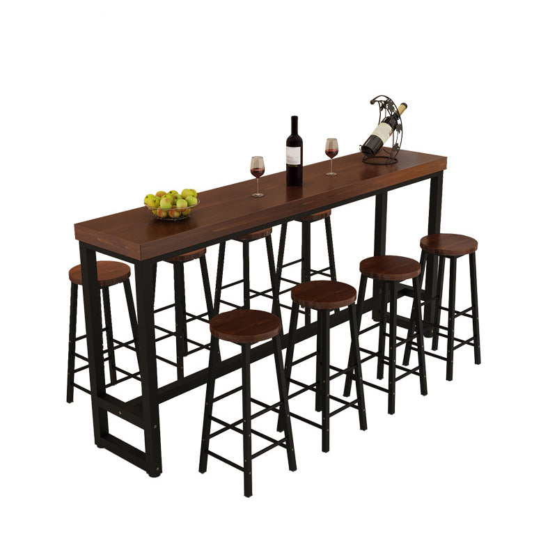 Industrial Bar Table Set 1/5/9 Pieces Solid Wood Pub Table Set for Indoor