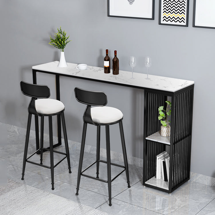Modern Rectangle Bar Table Set 1/3 Pcs Black and Gold Metal Frame Bar Table and Stools