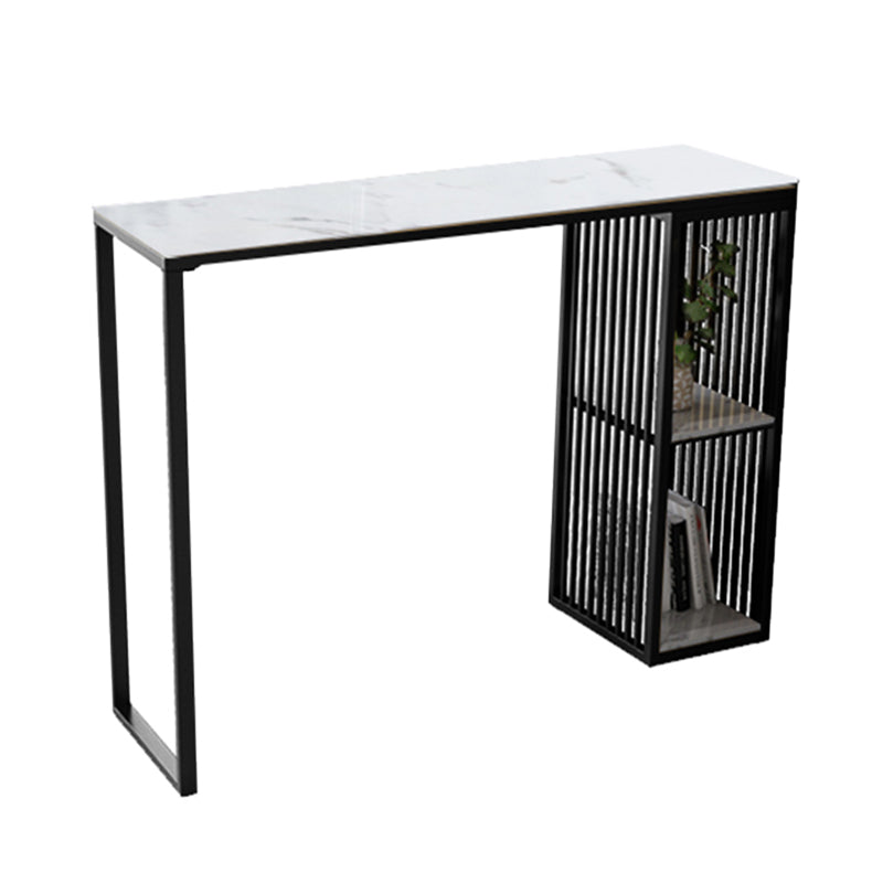 Modern Rectangle Bar Table Set 1/3 Pcs Black and Gold Metal Frame Bar Table and Stools