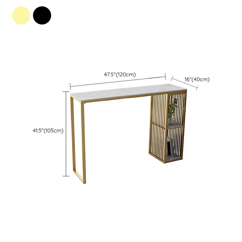 Modern Rectangle Bar Table Set 1/3 Pcs Black and Gold Metal Frame Bar Table and Stools