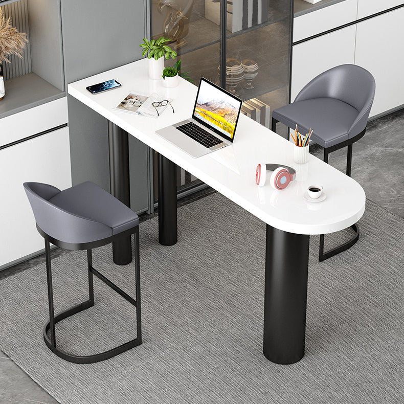 Modern Free Form Bar Table Set 1/3 Pcs Stone Top Bar Table and Upholstered Stools