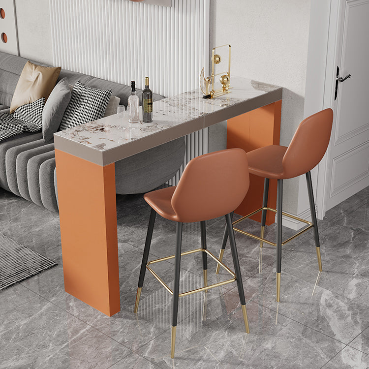 Glam Stone Bar Table Set 1/2/3 Pieces Rectangle Bar table with Upholstered Stools