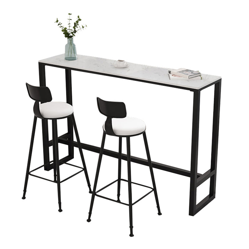 Contemporary Rectangle Bar Table Set 1/3/5 Pcs Iron Frame Bar Table and Stools