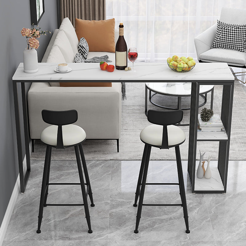 Stone Top Bar Table Set 1/3 Pcs Rectangle Bar Table and Upholstered Stools