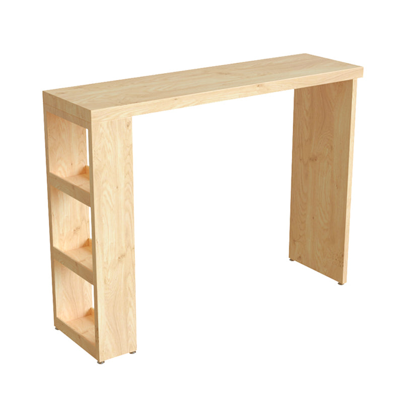 Glam Rectangle Bar Table Set 1/3 Pcs Natural Solid Wood Bar Table and Stools