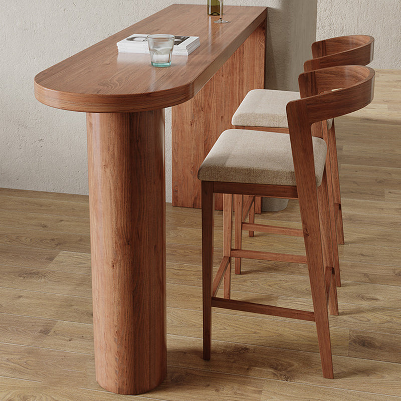 Modern Free Form Bar Table Set 1/3 Pcs Pine Solid Wood Bar Table and Stools in Brown