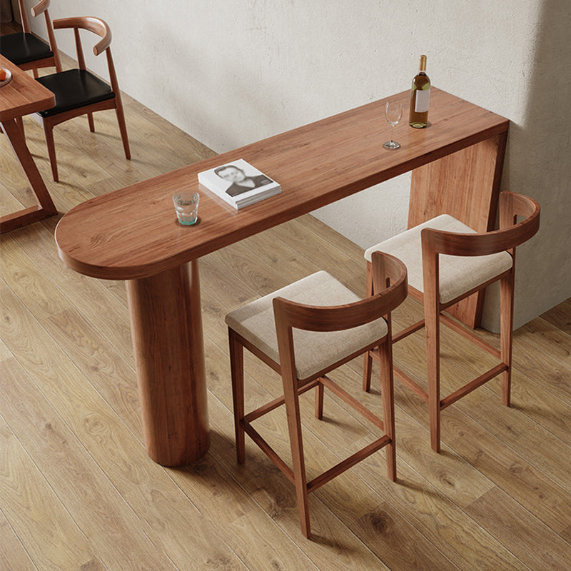 Modern Free Form Bar Table Set 1/3 Pcs Pine Solid Wood Bar Table and Stools in Brown