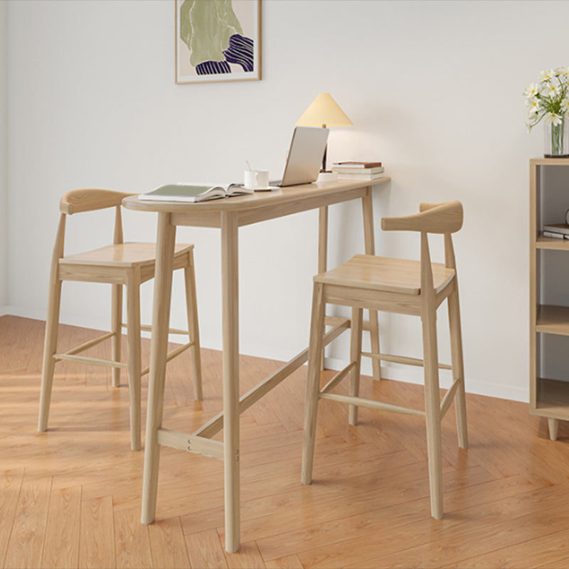 Modern Trestle Base Bar Table Set 1/2/3 Pcs Solid Wood Bar Table and Stools