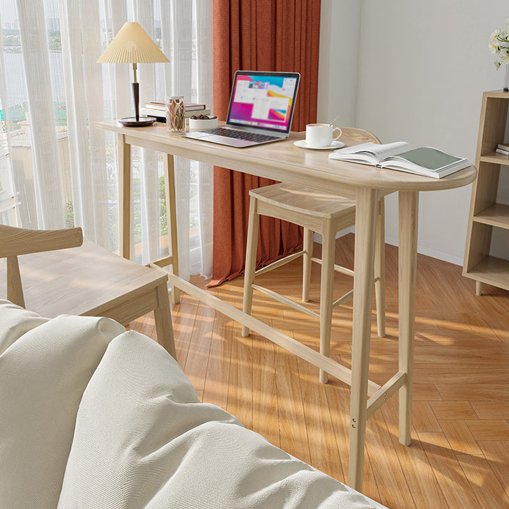 Modern Trestle Base Bar Table Set 1/2/3 Pcs Solid Wood Bar Table and Stools