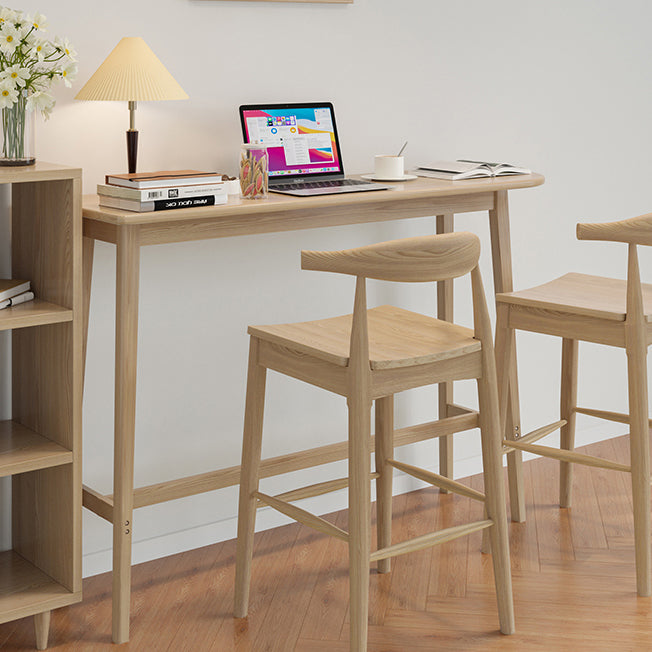 Modern Trestle Base Bar Table Set 1/2/3 Pcs Solid Wood Bar Table and Stools