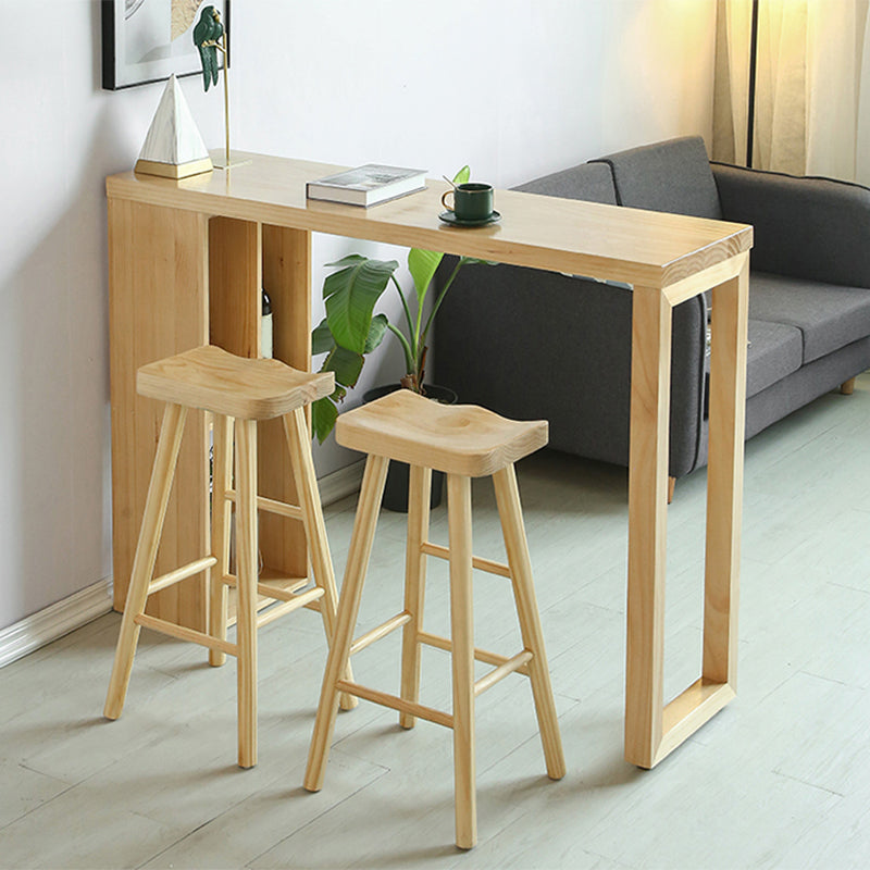 Double Pedestal Bar Table Set 2/3 Pcs Solid Wood Bar Table and Backless Stools