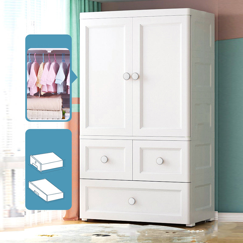 Plastic Kid's Wardrobe Garment Rod Included Armoire Cabinet for Indoor