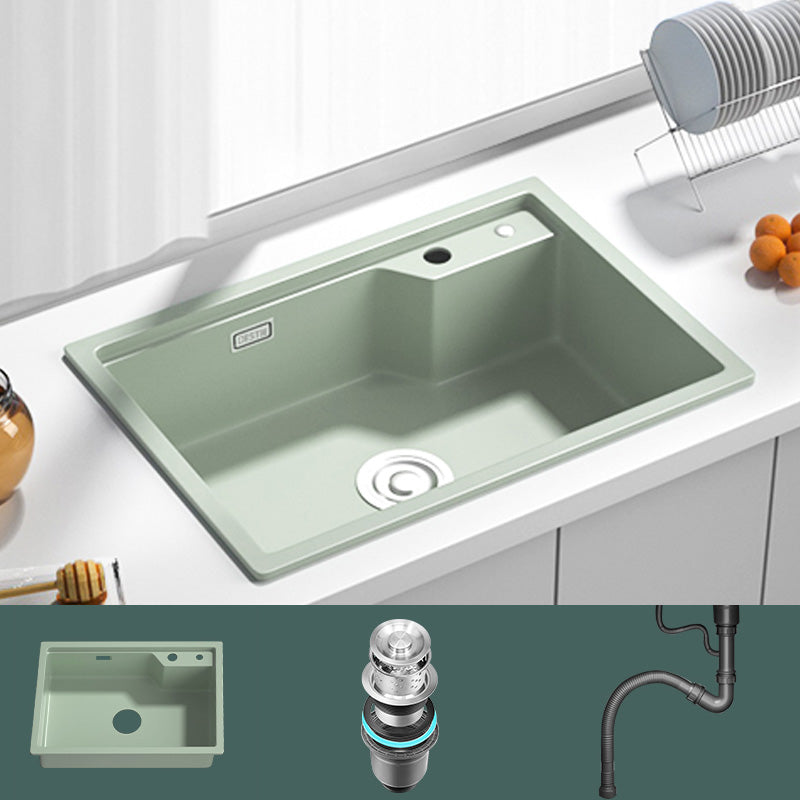 Rectangle Quartz Kitchen Sink in Peppermint Green Single Bowl Sink
