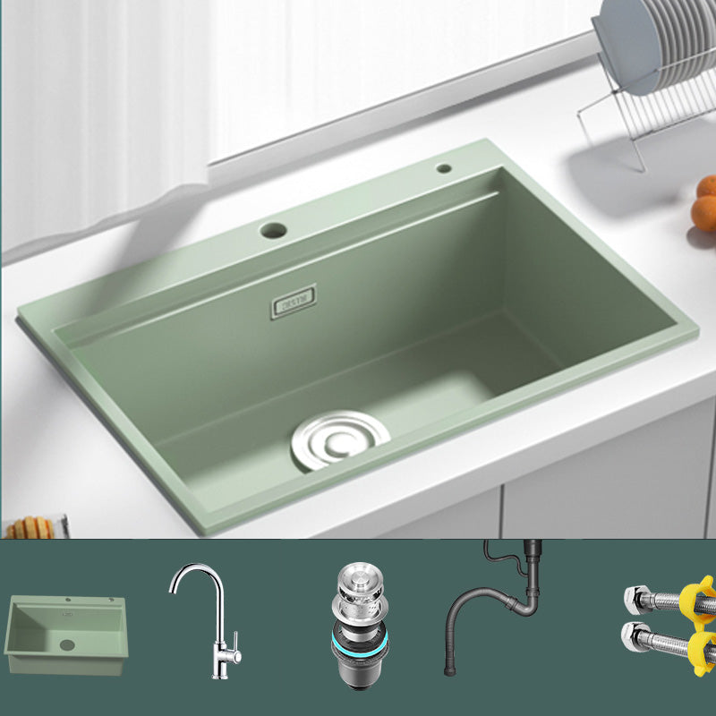 Rectangle Quartz Kitchen Sink in Peppermint Green Single Bowl Sink