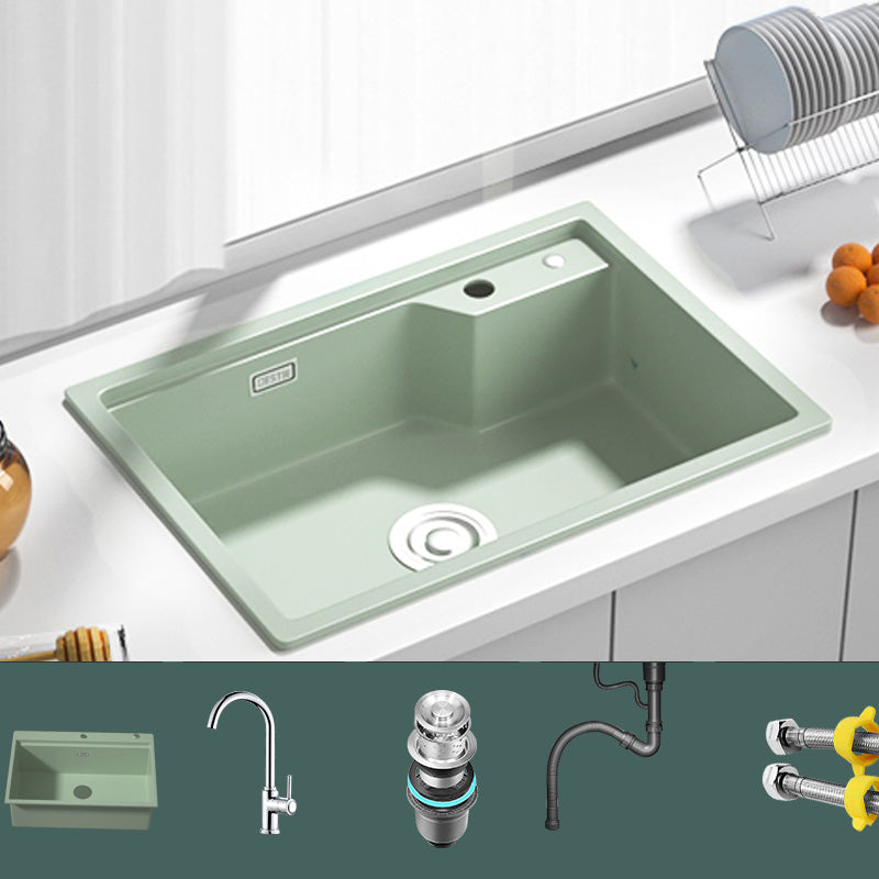 Rectangle Quartz Kitchen Sink in Peppermint Green Single Bowl Sink