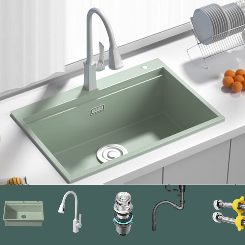 Rectangle Quartz Kitchen Sink in Peppermint Green Single Bowl Sink