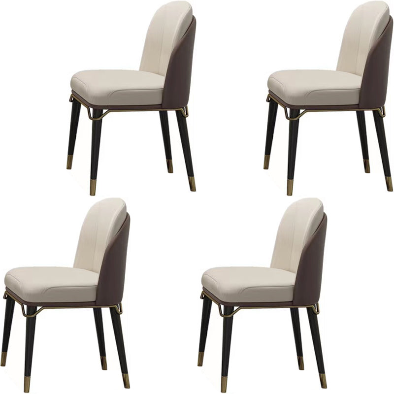 High Gloss Beige Dining Table Set 1/4/5 Pcs Dinette Set with Leather Chairs