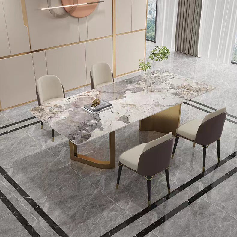 High Gloss Beige Dining Table Set 1/4/5 Pcs Dinette Set with Leather Chairs