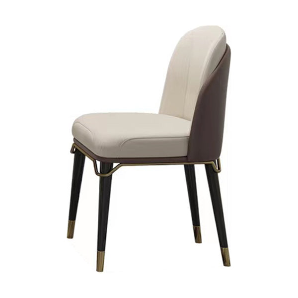 High Gloss Beige Dining Table Set 1/4/5 Pcs Dinette Set with Leather Chairs